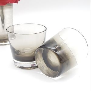 2 Mid Century Modern Grey Crystal Rock Glasses or Tumblers